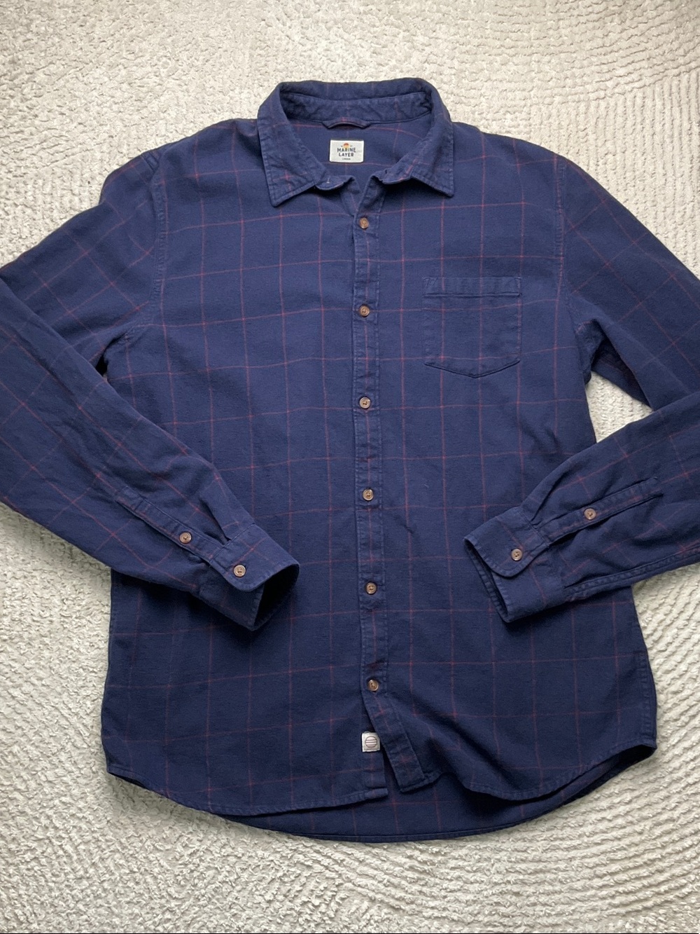 Marine Layer Culver Plaid Flannel Organic Cotton Men’s Large